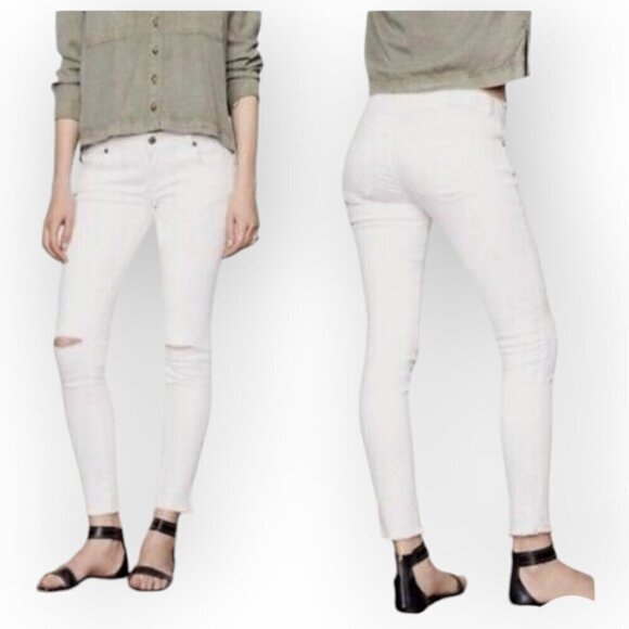 Anine Bing Low Rise Skinny Jeans with Distressed Detail size 26 tennis prep - Picture 2 of 14